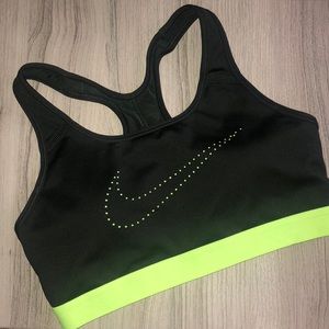 Nike neon green logo sport bra size medium